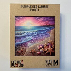 Lychee Puzzles 'Purple Sea Sunset' - 200 Piece Wooden Puzzle
